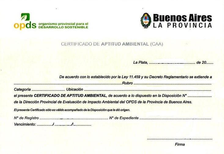 Certificado de Aptitud Ambiental (CAA)