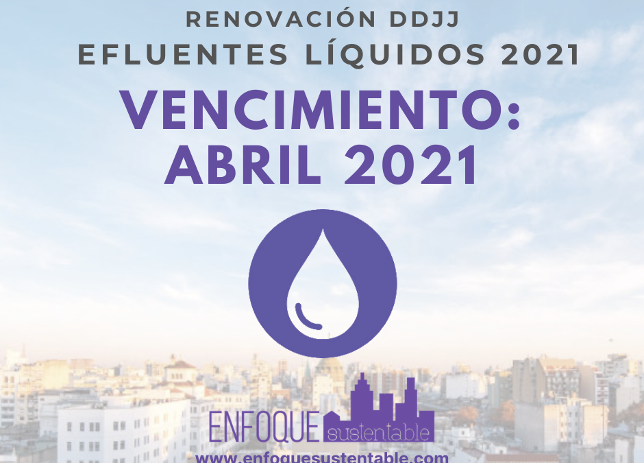 Declaración Jurada de Vuelco de Efluentes líquidos – vencimiento en abril 2021